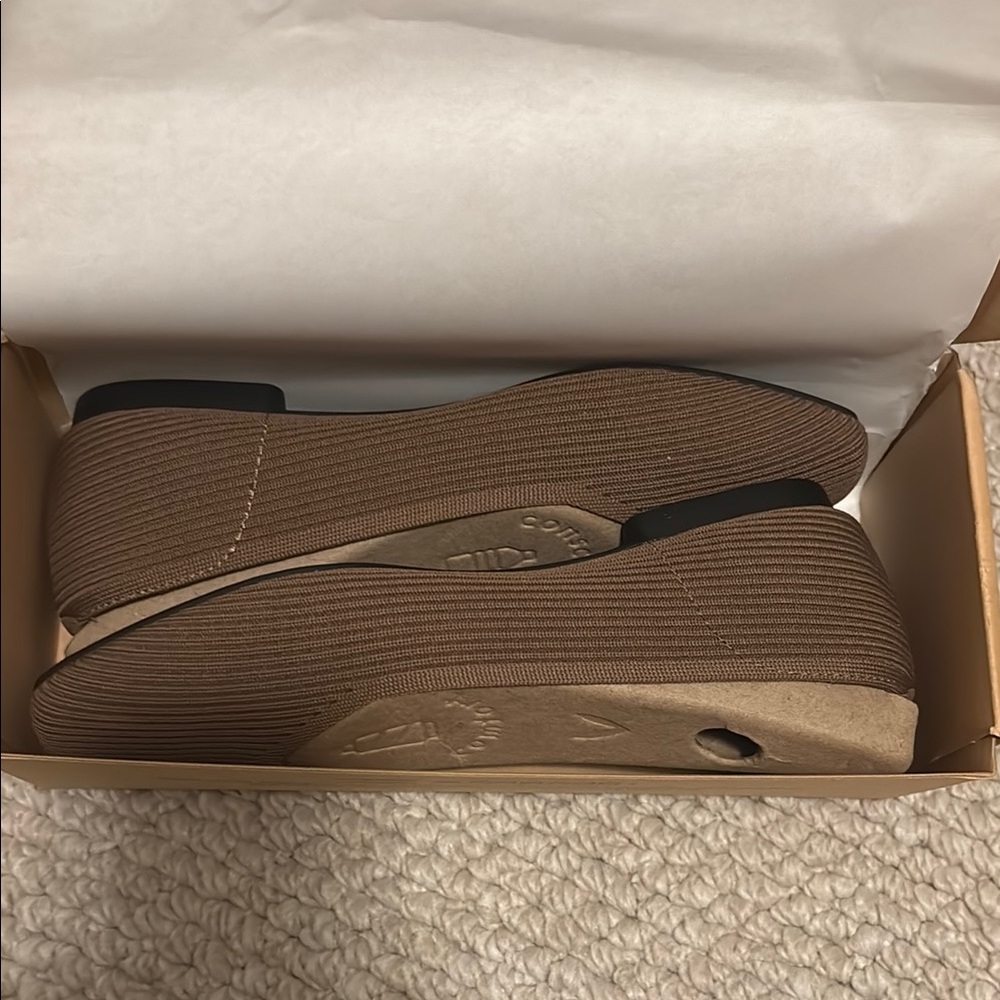 Brown Ribbed Slip-On Shoes